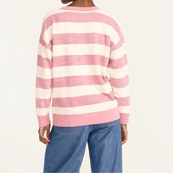 J. Crew Vintage Cotton Terry Relaxed-Fit Pullover Crewneck 90s Rugby Stripe LG - Picture 9 of 13